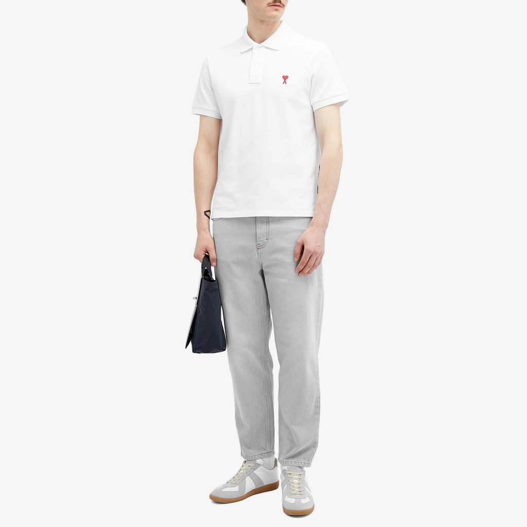 AMI Paris Men's Small A Heart Polo White
